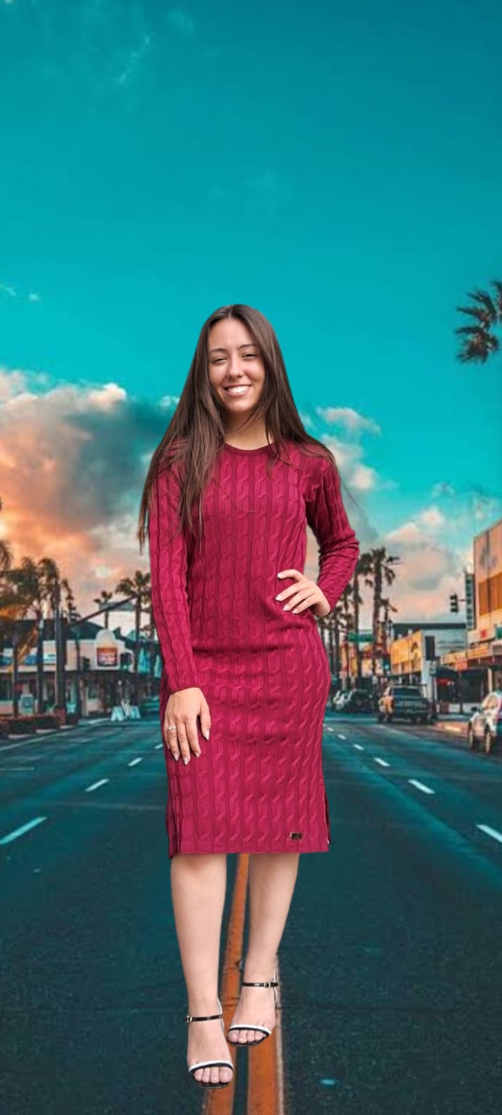 VESTIDO TRANÇAS COM FENDA LATERAL