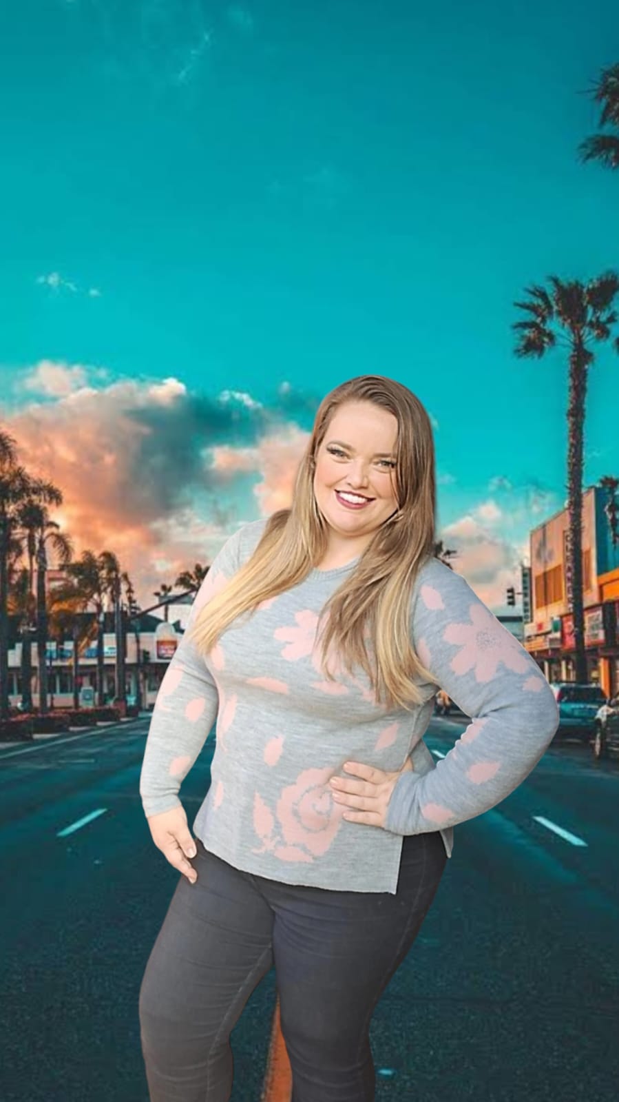 BLUSA FLORAL DUAS CORES COM FENDA LATERAL