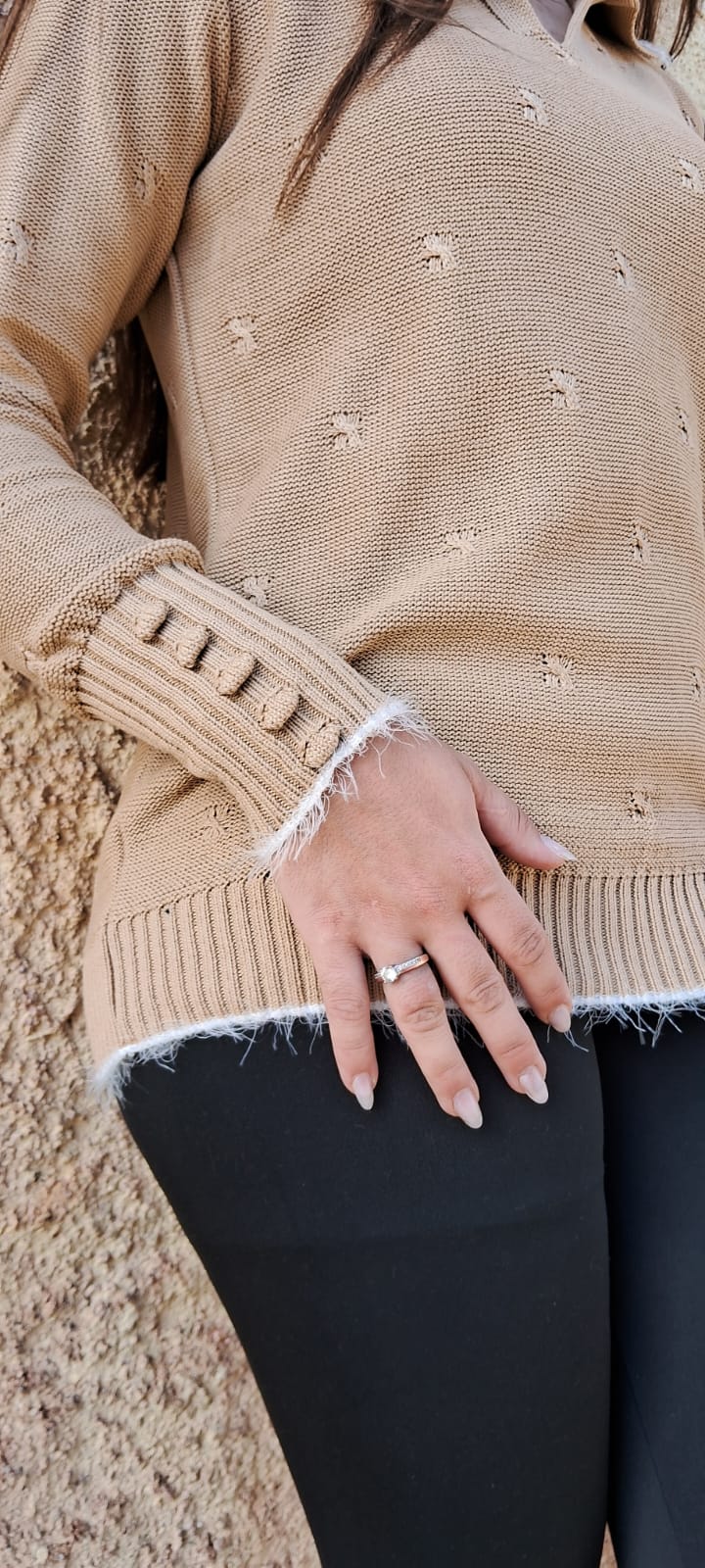 CAMISA COM PUNHO DE BOLINHAS E FIO DE PELINHO - Image 2