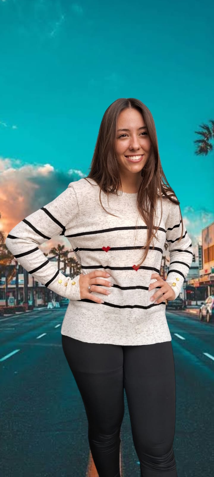 BLUSA LISTRADA PEQUENOS CORAÇÕES